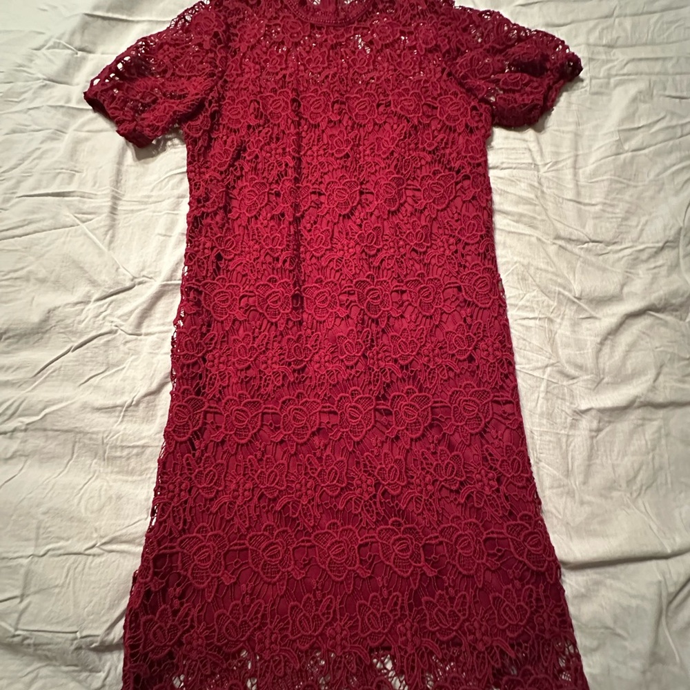 Nanette Lepore Burgundy Lace Mini Dress